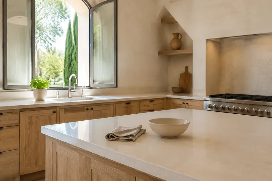 Cocina limpia y ordenada en vivienda vacacional